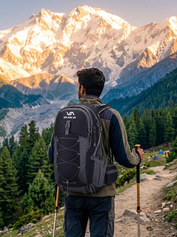Splash30 hiking backpack in the mountains at Fairy Meadows