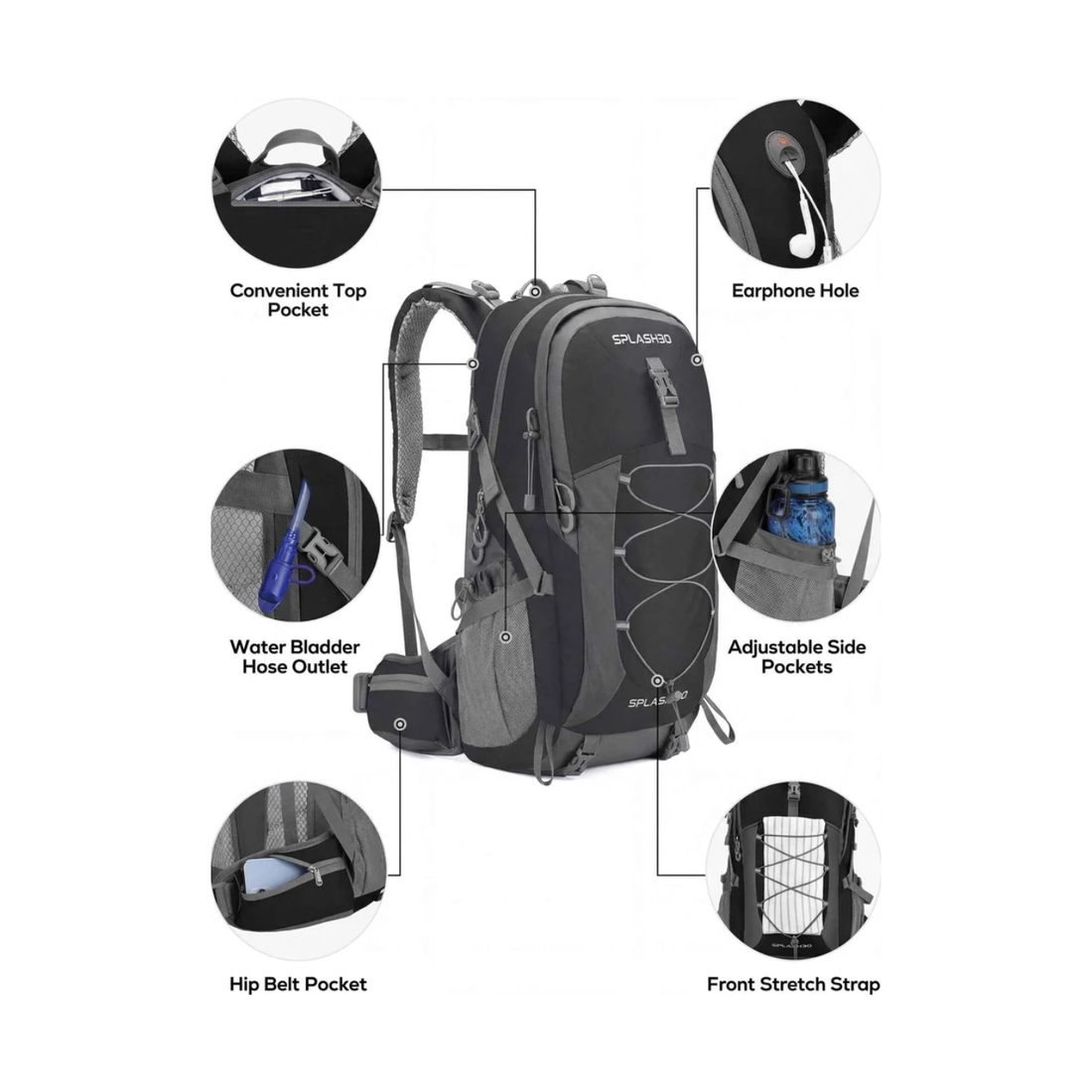 Splash30 Hiking Backpack 40L – Waterproof with Rain Cover