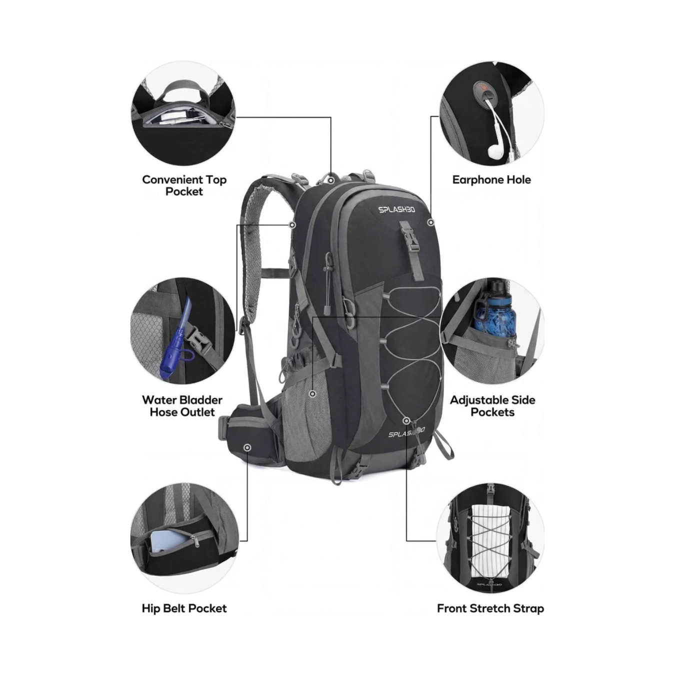 Splash30 Hiking Backpack 40L – Waterproof with Rain Cover