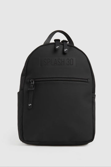 Black backpack with 'SPLASH 30' text on a light gray background