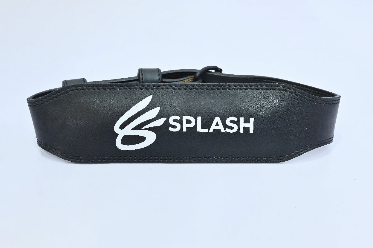 Black belt with 'Splash' logo on a light gray background