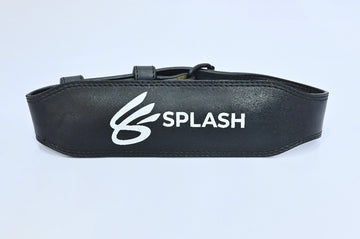 Black belt with 'Splash' logo on a light gray background