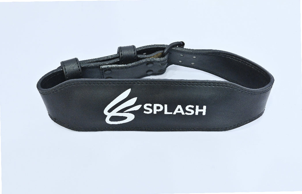 Black belt with 'Splash' logo on a light gray background