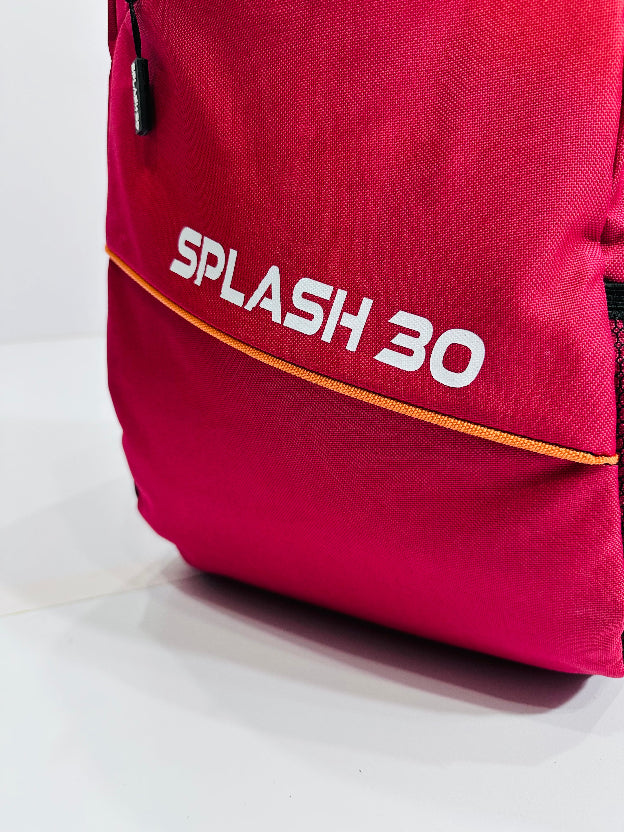 Red bag with 'Splash 30' text on a white background