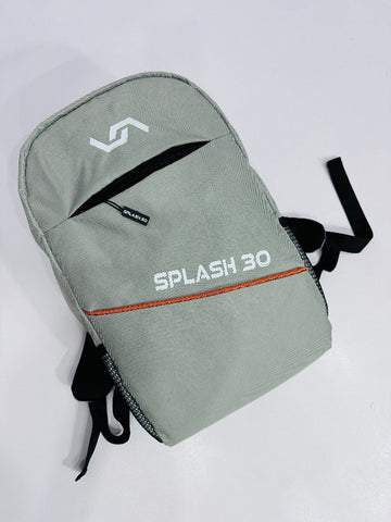 Gray bag with 'Splash 30' branding on a white background