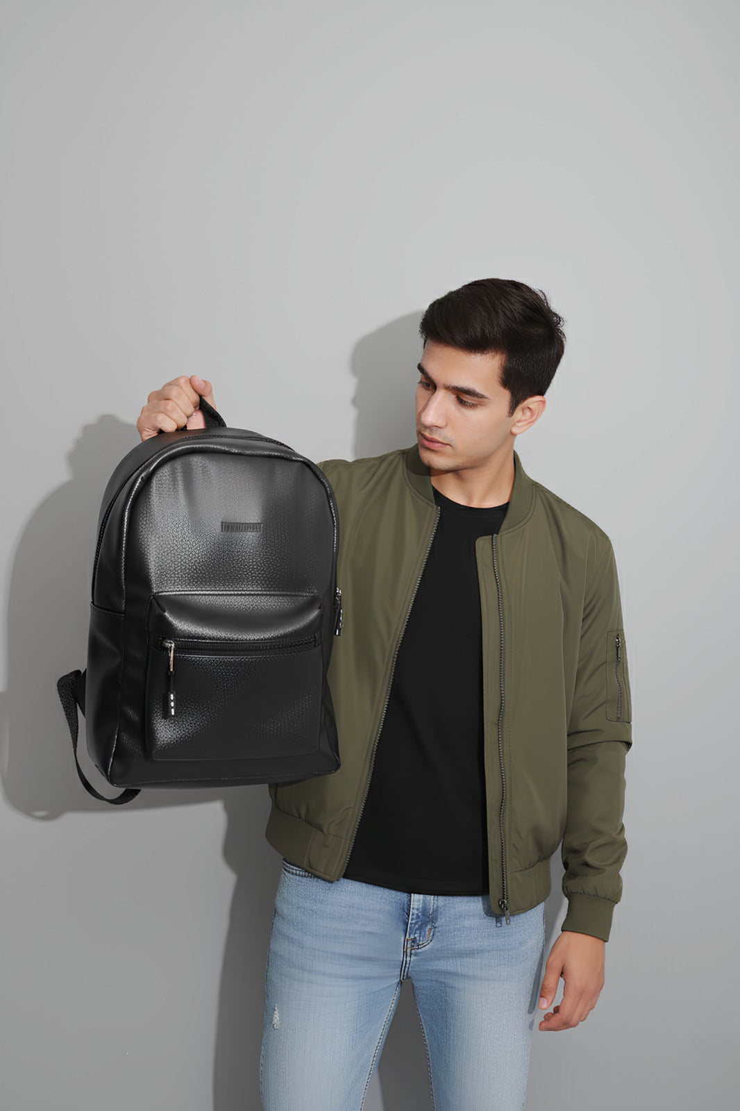 Black Leather Backpack