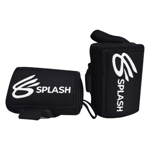 A pair of black wrist wraps with the 'Slash' brand logo on the strap.
