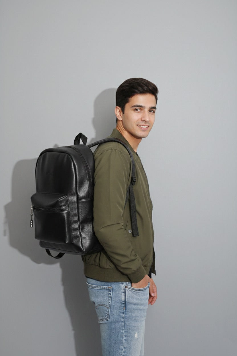 Black Leather Backpack