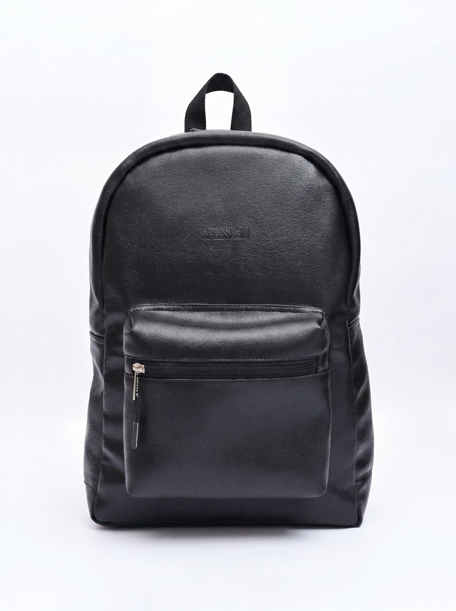 Splash30 Black Leather Backpack 30L front view on white background