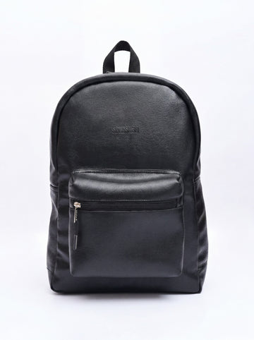 Splash30 Black Leather Backpack 30L front view on white background
