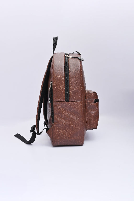 Splash30 Brown Leather Backpack 30L side view on white background