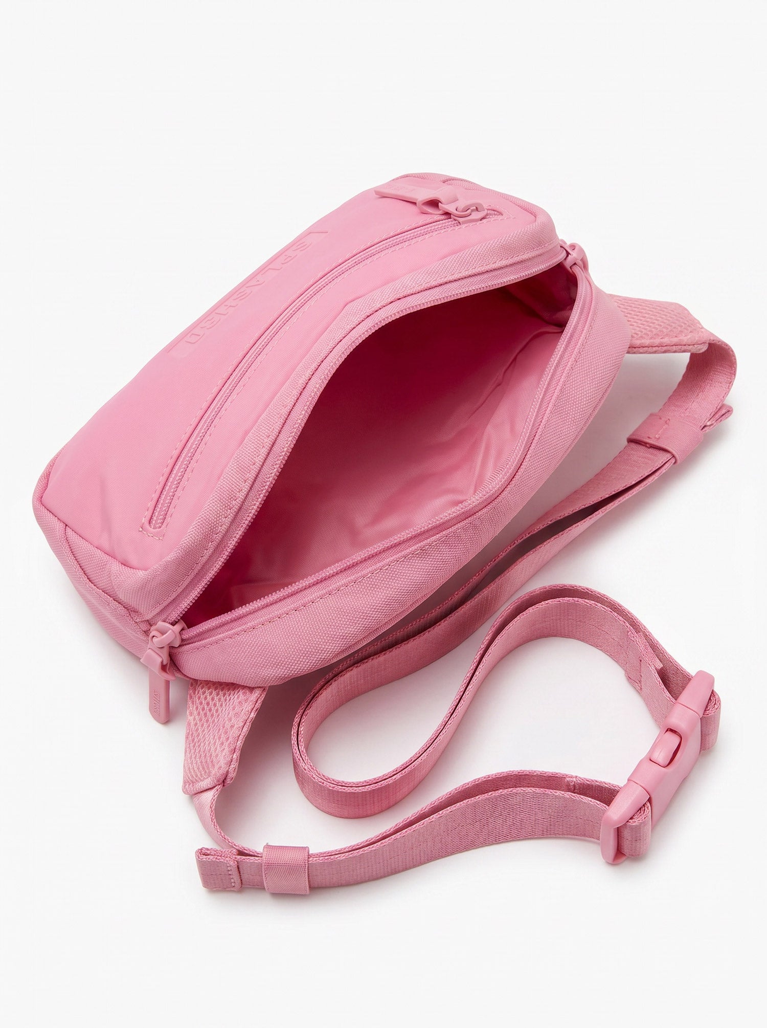 Splash30 Everyday Waist Pack pink open view showing interior compartment