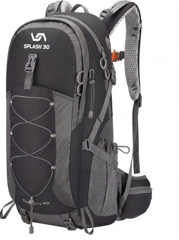 Splash30 Hiking Backpack 45L black front view showing main compartment and shoulder straps