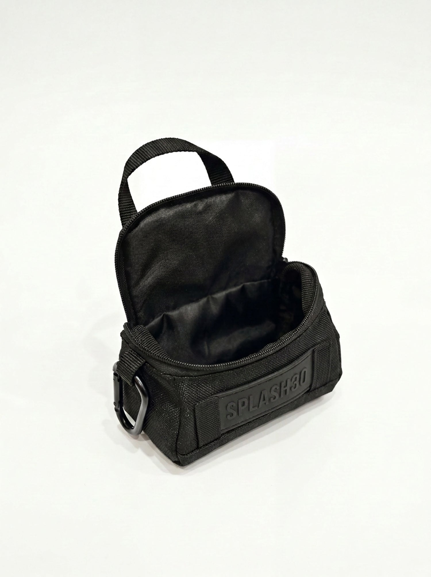 Splash30 Mini Holdall Keychain black open view showing interior