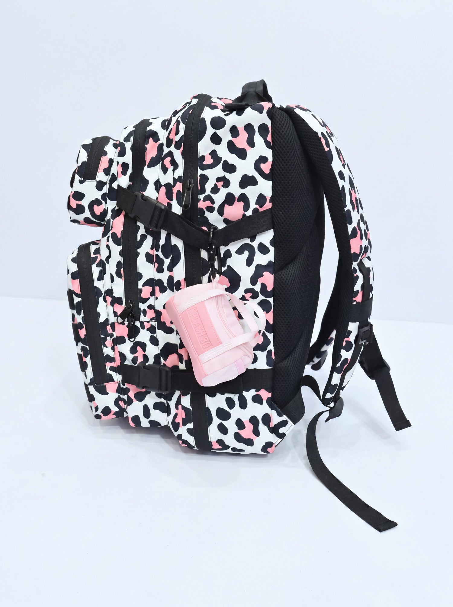 Splash30 Mini Holdall Keychain leopard print variant on light gray background