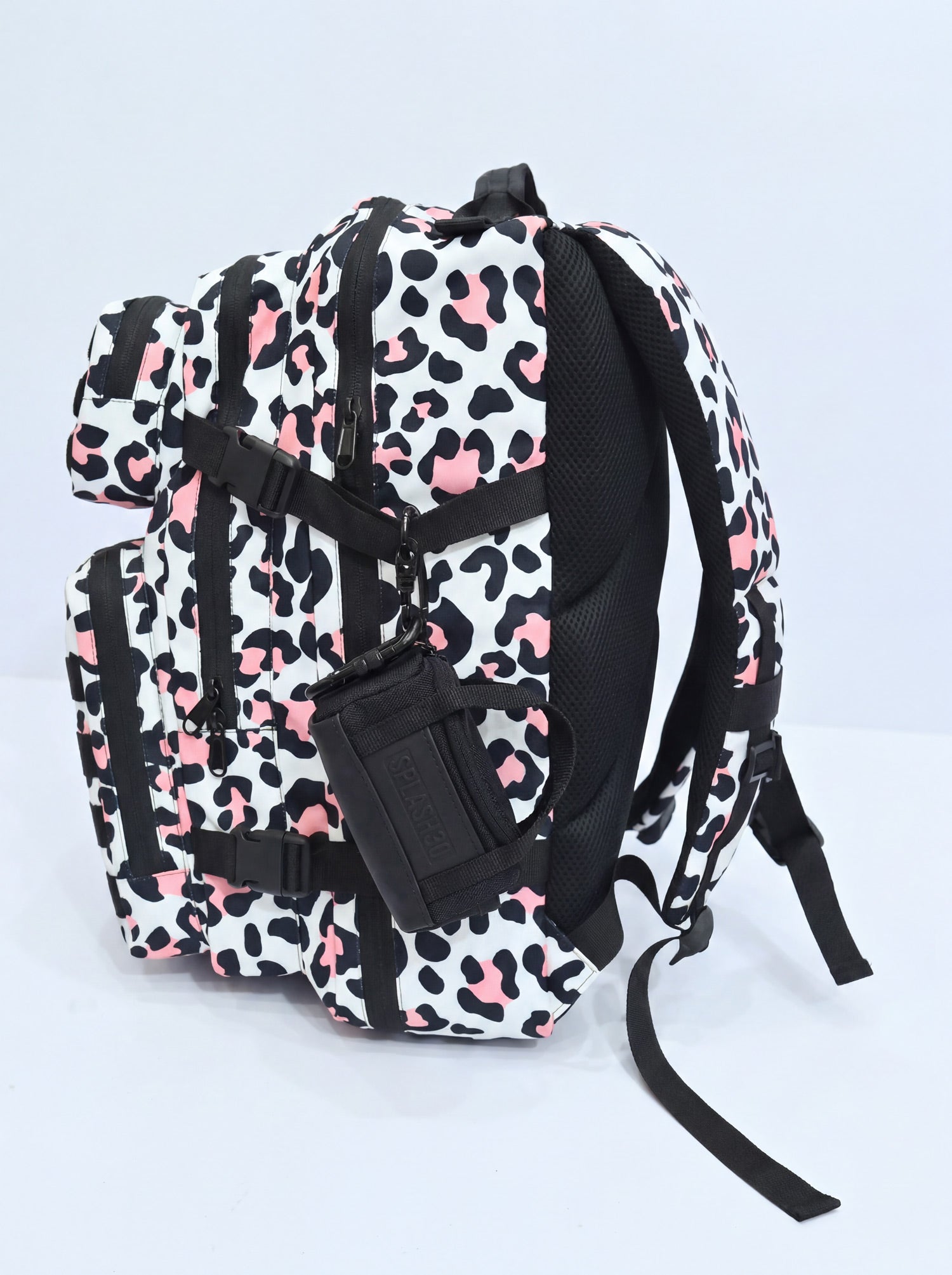 Splash30 Mini Holdall Keychain leopard print variant on light gray background